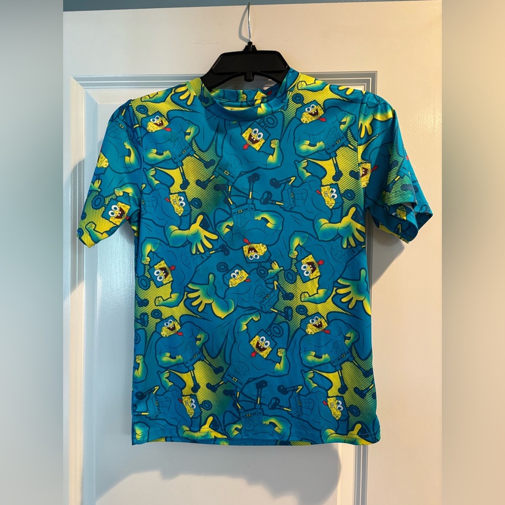 SpongeBob Boys size L (10-12) Rashguard Cartoon Graphic Tee
